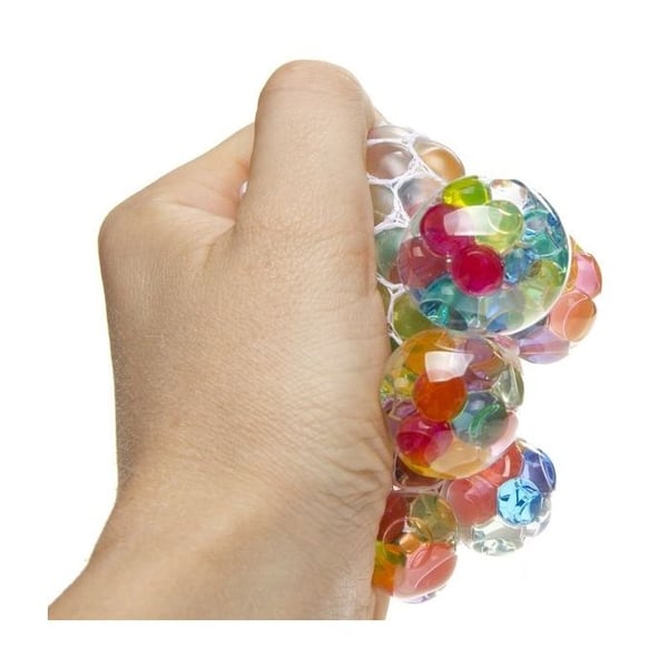 Flerfärgad antistressboll med sitt bubbelantistressnät