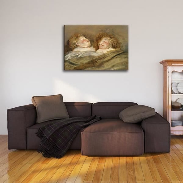 Legendarte - Målning, Tryck på duk - Två sovande barn - Peter Paul Rubens cm. 60x80
