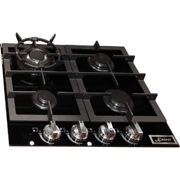 Gasköksplatta - Kaiser - KCG 6387 - 60 cm - Svart glas - 4 zoner med Turbo-brännare