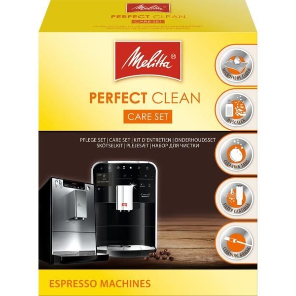 Melitta - Rengöringskit - Perfect Clean - Espressomaskiner - 1 filterpatron + 1 trasa + rengöringstabletter + vätskedetektor