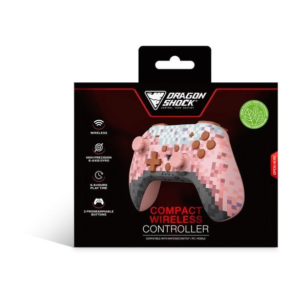 DragonShock - Kompakt trådlös Bluetooth PopTop Cube Rosa för Switch och Switch OLED