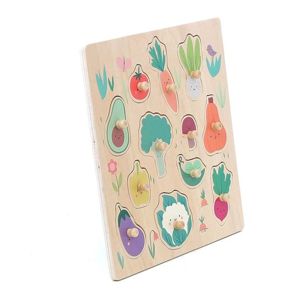 Trä pussel - VILAC - Träpussel Grönsaker från trädgården - 12 bitar - 30x30 cm - Unisex