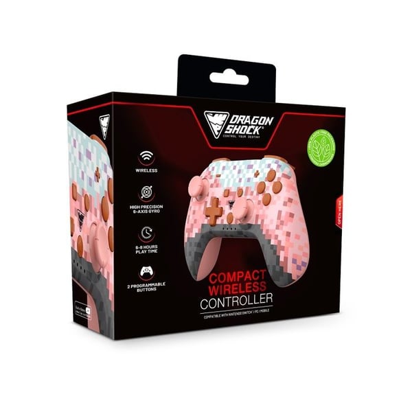 DragonShock - Kompakt trådlös Bluetooth PopTop Cube Rosa för Switch och Switch OLED
