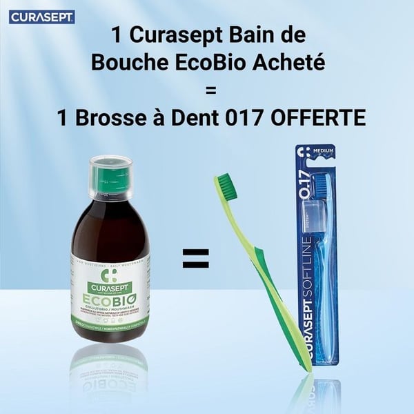 Curasept Munsköljning Naturlig med eteriska oljor EcoBio 300mL + Tandborste 017 GRATIS