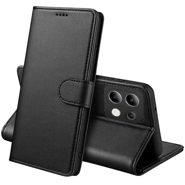 Fodral - Phonillico® - Xiaomi Redmi Note 13 Pro 4G - Svart plånbok - Lädereffekt - Videosupport