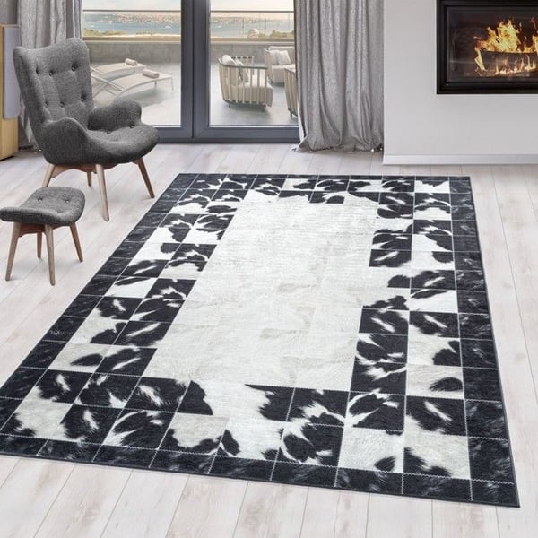 Ayyildiz Antiskidmatta 120 x 170 cm - Svart - Rektangulär - Mjuk Ullkänsla med Korta Hår - Ref 04307BLACK