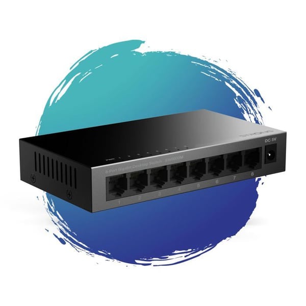STRONG - Switch Ethernet - 8 portar Gigabit : 10/100/1000 Mbps - Nätverksutvidgning för Kontor & Hem - Lätt att Installera - Svart Metall