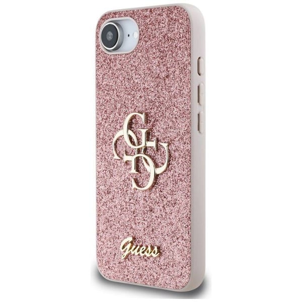 Coque Guess Fixed Glitter Big 4G för iPhone 16e (rosa)