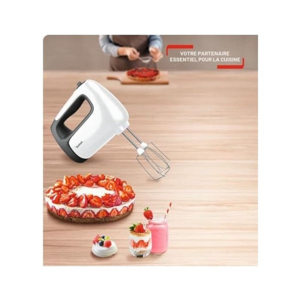 Tefal PrepMix+ Håndmixer - 500 W - Skydeknap med 5 hastigheder + Turbo - Tilbehør inkluderet: 2 piskeris / 2