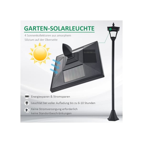Havelampe - MUVOE - Solcellelampe - 40 lumen - Sort - 18 x 18 x 160 cm