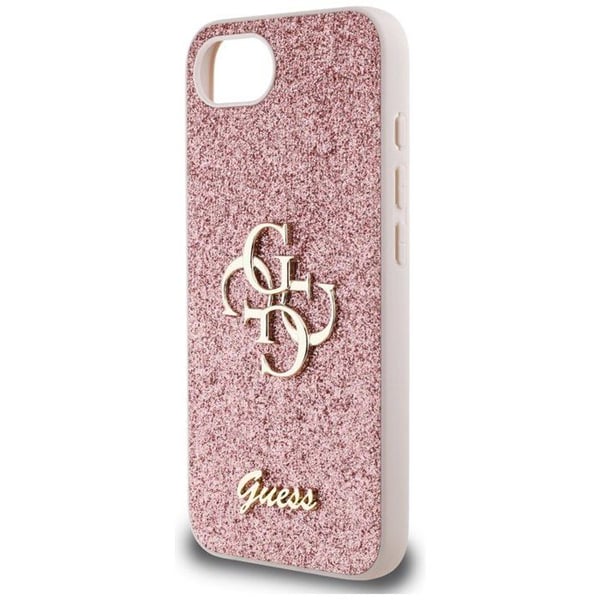 Coque Guess Fixed Glitter Big 4G för iPhone 16e (rosa)