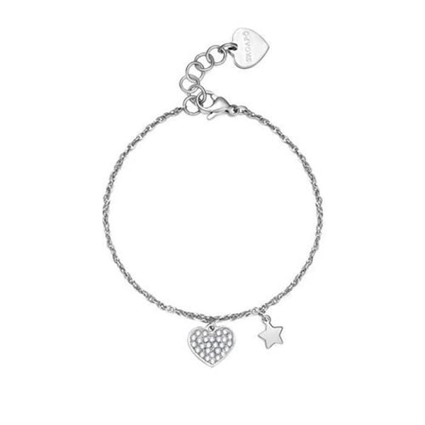 Armband - S'AGAPÕ - Aurore SAR26 - Stål 316L - Hjärta och Stjärna Pärlor - 18,5 cm