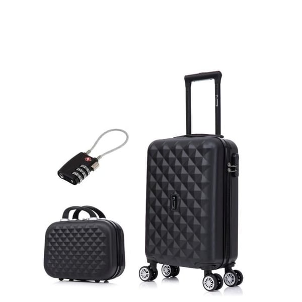 Kabinväska 45x36x20cm EasyJet med necessär | Väska CELIMS Urban | Kabinväska Easyjet | Avtagbara hjul | Lås | Svart