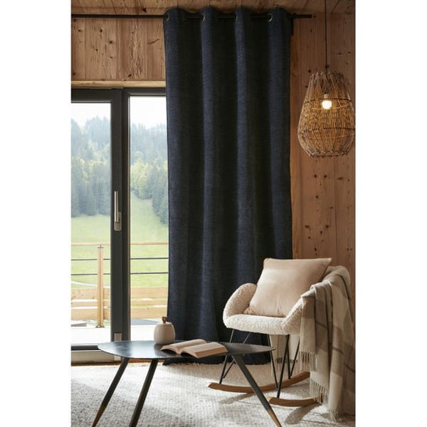 Ljud- och termiskt tätande gardin med fleecefoder "Bjorn" 100% ogenomskinlig - Bjorn Midnatt - 1 Ogenomskinlig Panel + Fleece 140 x 240 c