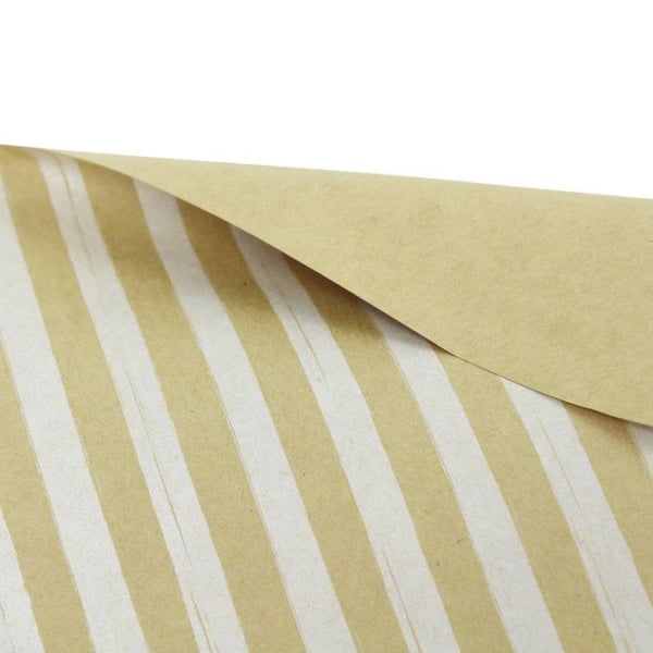 MégaCréa DIY - Presentpapper i kraft och vitt randigt 2 x 0,70m