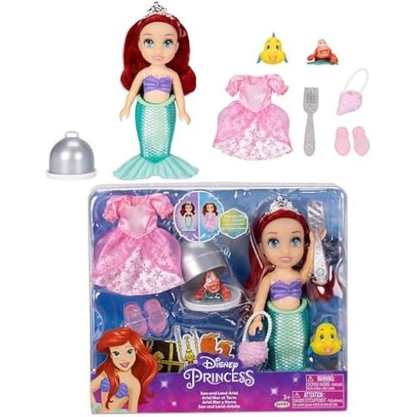 Docka - DISNEY PRINSESS - Ariel - 15,2 cm - Transformationsläge - Med Sebastian & Flounder