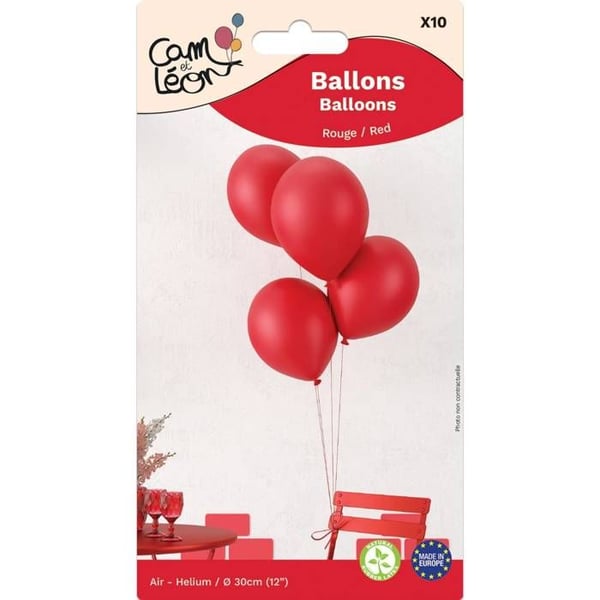 Ballong - LITEN CLOWN - Ø 30 cm - Paket med 10 - Röd - Klassisk