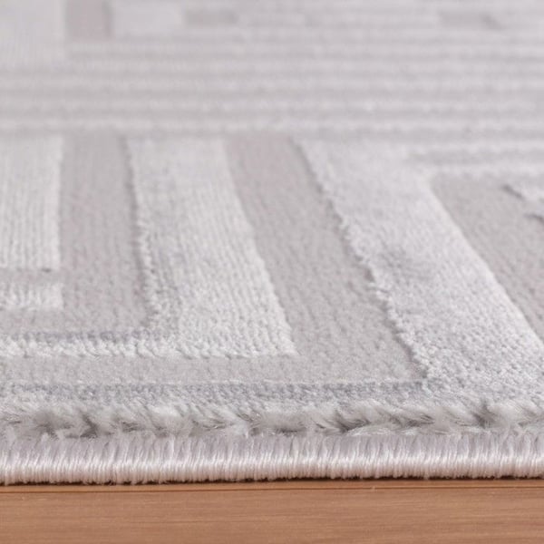 Vardagsrumsmatta - AYYILDIZ - Geometriska i relief - 120x170 cm - Silver/grå - 100% PP, jute baksida