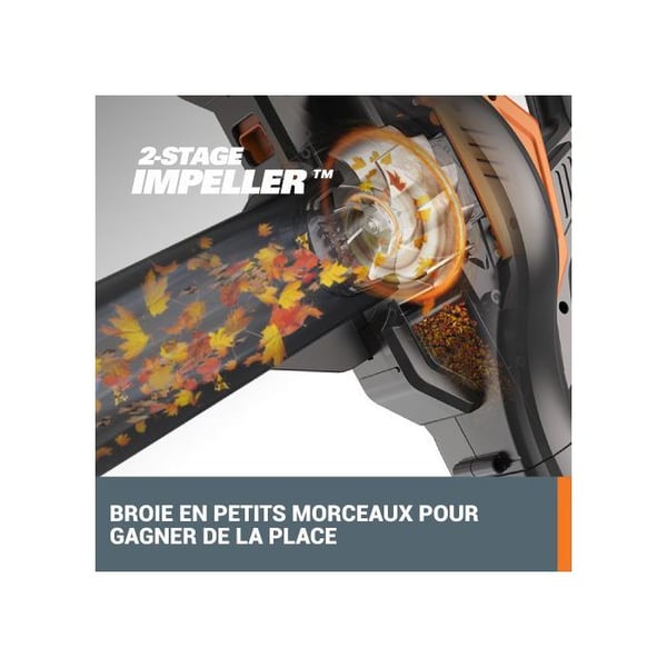 Støvsuger Blæser - WORX - WG583E.9 - 40V - Børsteløs Motor - 2 Hastigheder