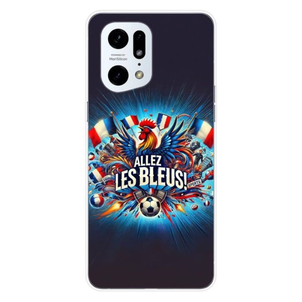 1001Coques - Silikonfodral kompatibelt med Oppo Find X5 Pro - Motiv allez les bleus - Originaldesign tryckt i Frankrike