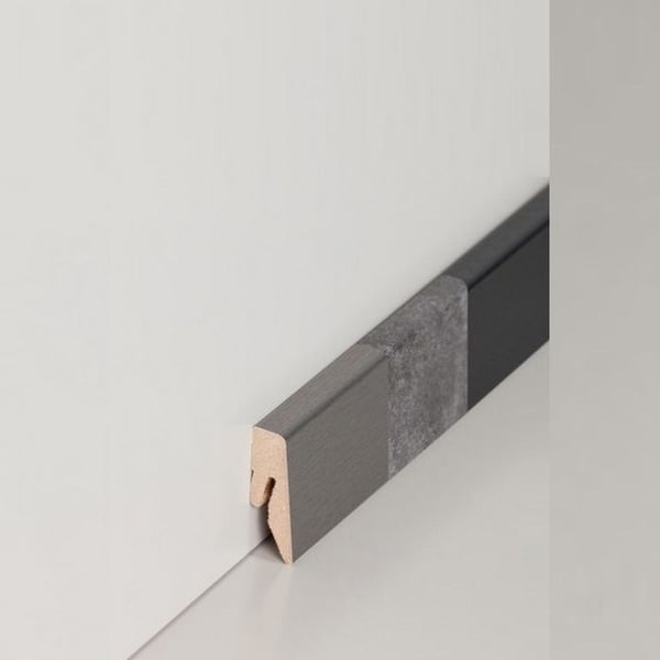 PROVISTON MDF-sockel 15 x 40 x 2500 mm silver för att limma, klämma, skruva &amp; spikbelagd MDF-kärna 12,5 meter | 5 stycken