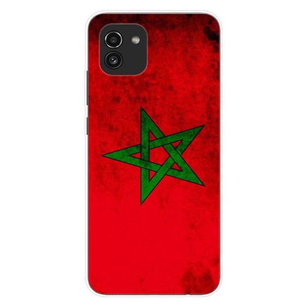 1001Coques - Silikonfodral kompatibelt med Samsung Galaxy A03 - Marockansk flaggmönster - Originaldesign tryckt i Frankrike