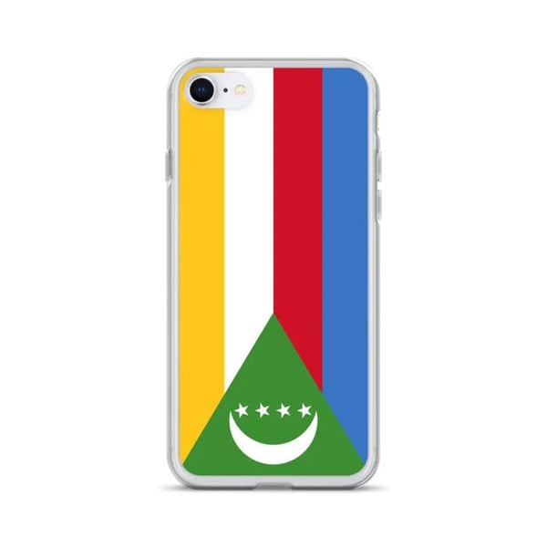 Telefonfodral – Komorernas flagga – Kompatibel med iPhone 8 Plus – Mjuk etui – Slitstark och stötabsorberande – Silikon – Pixelforma