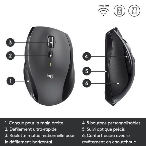 Mus - Trådlös - Logitech - M705 Marathon - Grå