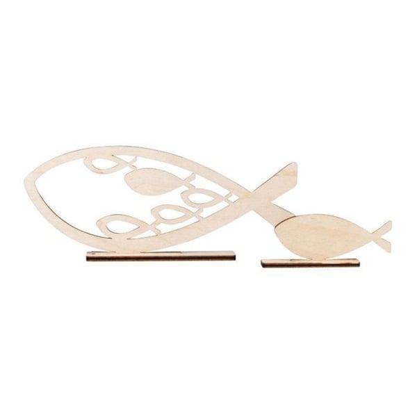 Mönster i trä Fiskar, FSC MixCred, natur, 20x8,3cm, 4 - delad, 1 Set