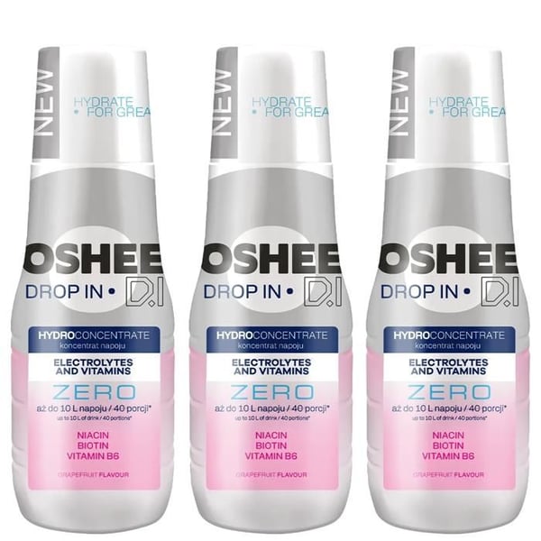 Elektrolytdryck - Oshee - Drop In Zero Grapefrukt - Utan socker vitamin B förpackning 3x500ml