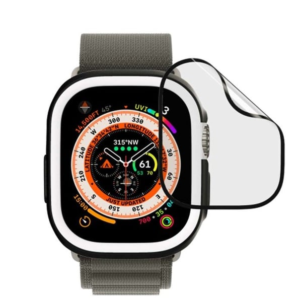 3D Skydd för Apple Watch Ultra med Mjuk Chockabsorberande Applicator Rhinoshield Transparent