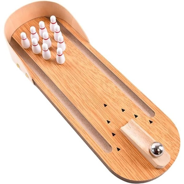 Träbordsspel - Mini Bowlingkäglor - Bärbar - Funktionell - Dekorativ
