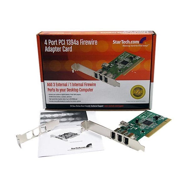 STARTECH PCI till 4-portars FireWire400 6-stifts adapterkort - 1x intern Firewire 400 - 3x extern FireWire 400