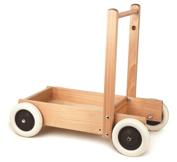 Gåvagn i massivt trä - EGMONT TOYS - 700105 - Halkfria hjul - Justerbart handtag - Höjd 2 positioner