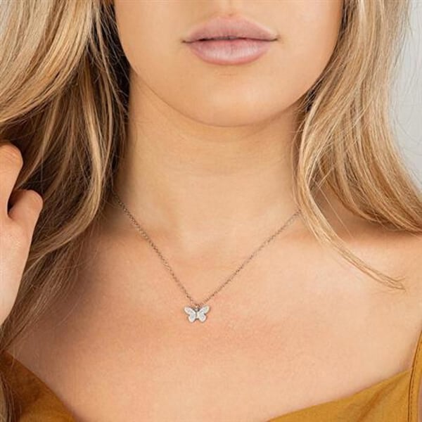 Collier - AGAIN Jewelry - AJNA0005 - STERLING silver - Fjärilshänge - Kubiska zirkoner