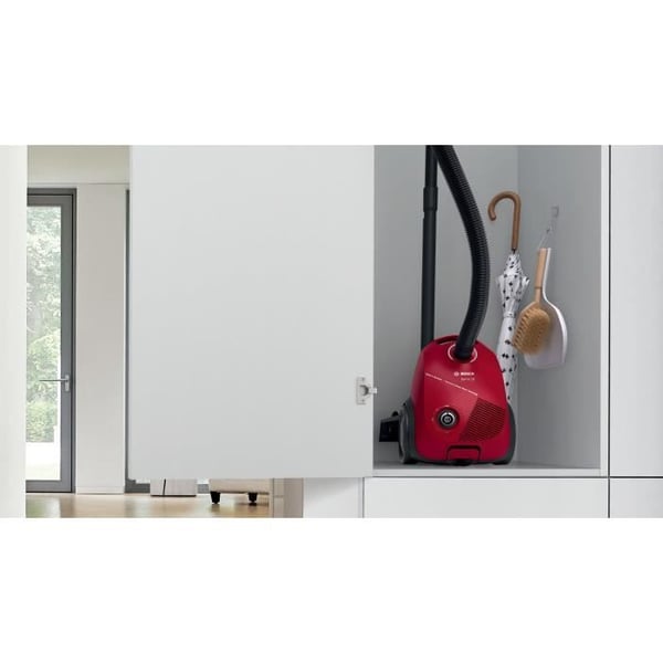 BOSCH BGBS2RD1 kanisteripölynimuri - 600 wattia - 8M - 80 Db - 3,5L pussi - punainen