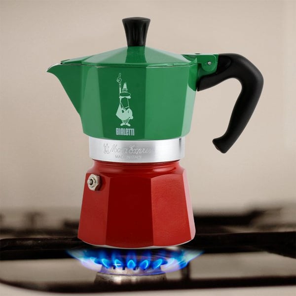 Italialainen kahvapannu - BIALETTI - Moka Express Italia - Kaikille liesille, paitsi induktiolle - 3 kupillista - 100 ml - Vihreä / Punainen