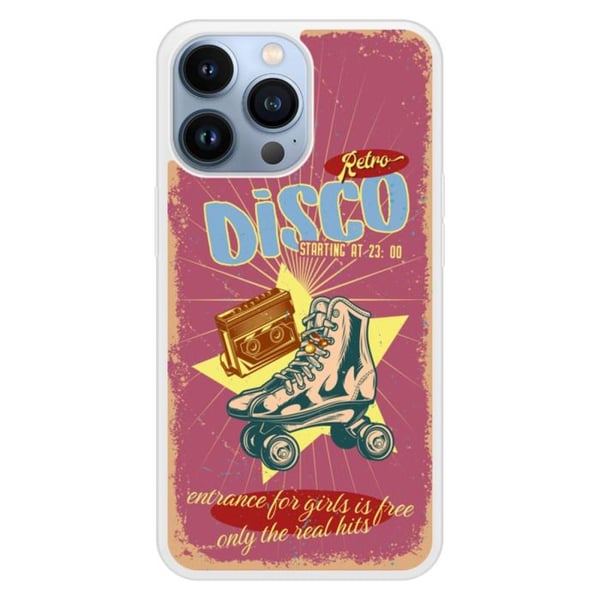 Siliconskydd i förstärkt material med tryck, kompatibel med Apple iPhone 13 Pro Retro disco