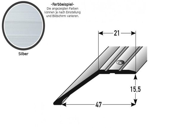 Profil finish Laminatgolv 8.5 - 15.5 mm Anodiserad aluminium silver - Förborrad - 15.5 x 2700 mm
