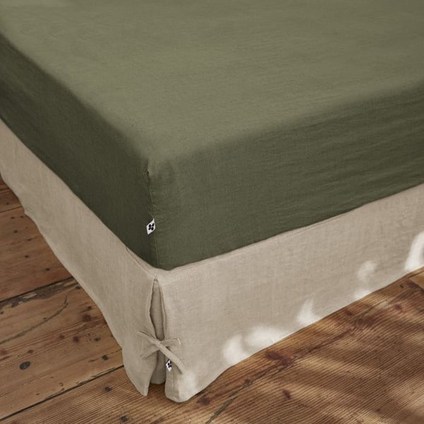 Dra på lakan "Soline" alla mått Lin tvättad - Soline Thym - 90 x 190 cm med 30 cm knopp