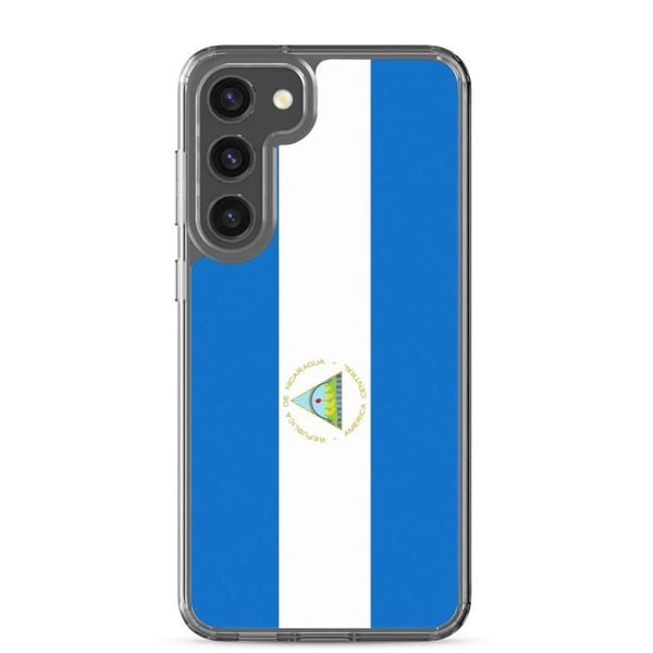 Telefonfodral – Nicaragua Flagga – Kompatibel med Samsung Galaxy S10 – Mjukt Fodral – Slitstarkt och Stötsäkert – Pixelforma