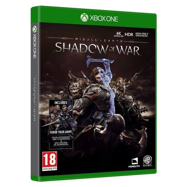 Middle-earth: Shadow of War Xbox One-spel + 2 gratis tumspaksknappar