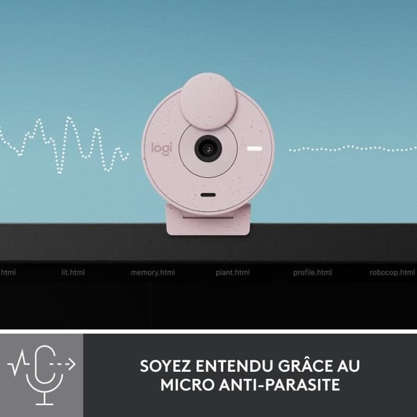 Webbkamera - Full HD 1080p - Logitech - Brio 300 - Inbyggd mikrofon - Rosa