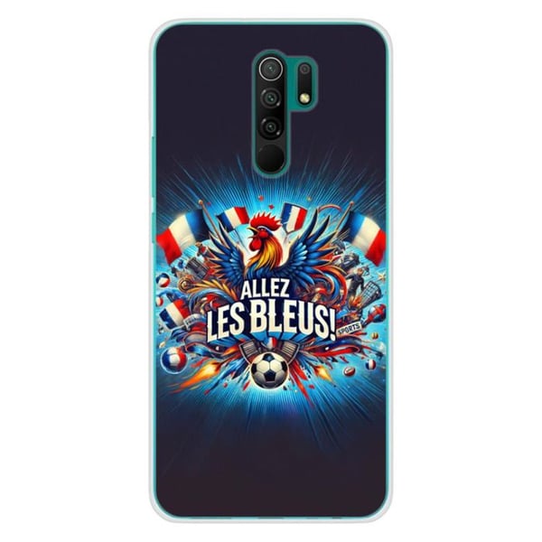 1001Coques - Silikonfodral kompatibelt med Xiaomi Redmi 9 - Motiv allez les bleus - Originaldesign tryckt i Frankrike