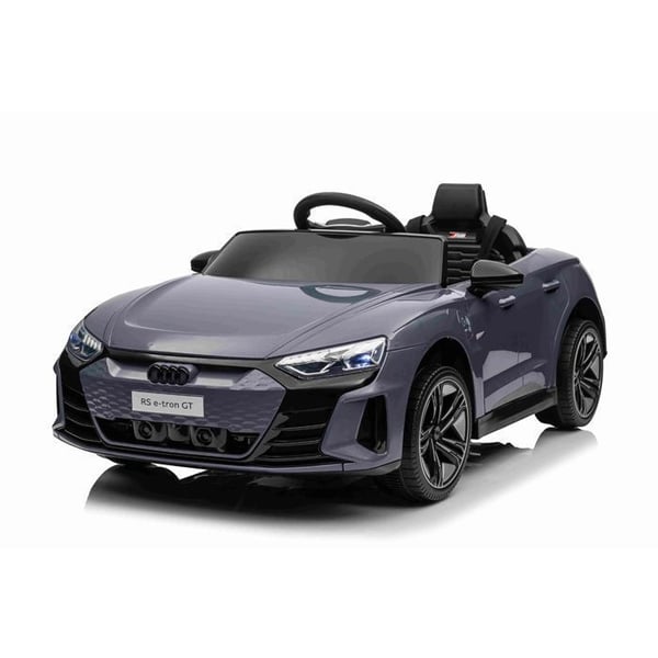 Elbil barn Audi RS E-tron GT 12V, grå, fjärrkontroll 2,4 GHz, USB/AUX/Bluetooth, litiumbatteri, 2x25W motorer
