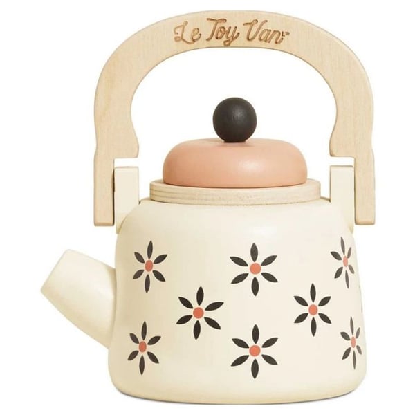 Vintage beige vattenkokare med blommor