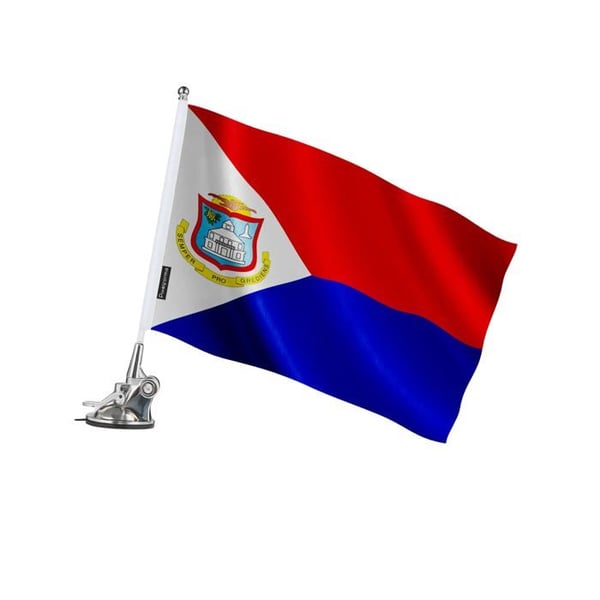 Flagga - Saint-Martin - 27 x 35 cm - Sugproppmast - Polyester - Tryck på fram- och baksidan