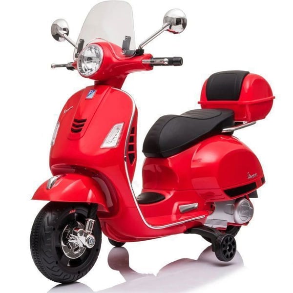 Vespa GT Elektrisk Scooter Barn 6V - Röd - 3 till 6 år - Officiell Licens - Musik & LED - Litiumbatteri - 30kg