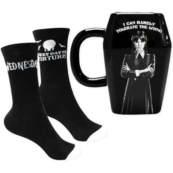 Ensemble kopp med kaffe og sokker - BLUE SKY STUDIOS - Mercredi Coffin - Størrelse 37-40 - Keramikk - Svart