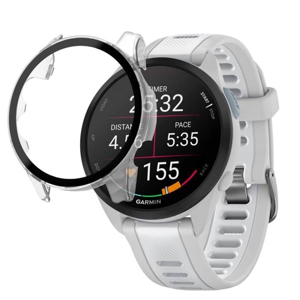 Smartklocka-fodral - Phonillico - Garmin Forerunner 165 - Transparent - Härdat glas - Skärmskydd